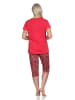 NORMANN Damen Capri Pyjama mit Allover-Muster und Frontprint - 86332 in rot