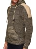 Rusty Neal 1/2 Zip Grobstrick Kontrast Kapuzen-Pullover in Khaki