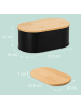 relaxdays Brotkasten in Schwarz/ Natur - (B)33,5 x (H)12 x (T)18 cm