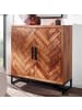 KADIMA DESIGN Schuhschrank Sheesham, 100x105x40 cm, Fischgrätmuster, große Ablage