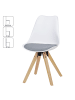 KADIMA DESIGN 2er Set Retro Esszimmerstuhl LIMA weiß/grau in Weiß-Grau