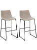 Beliani 2-tlg Barhocker FRANKS in Beige/Schwarz