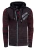 Rusty Neal Full Zip Grobstrick Kapuzen-Strick-Jacke in Rot