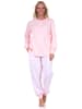 NORMANN Pyjama Schlafanzug Knopfleiste und Paysley gemusterter Hose in rosa