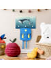 WALLART Kindergarderobe Holz - Walmutter mit Kalb im Lichtspiel in Blau