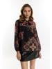 faina Damen Bluse Mit Barockprint in Schwarz Orange Mehrfarbig