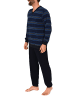 NORMANN Langarm Schlafanzug Frottee Stretch Pyjama Bündchen - 86845 in marine