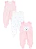 TupTam Baby Mädchen Strampler mit Fuß 3er Pack in rosa/weiß