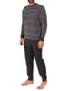 NORMANN Frottee Schlafanzug Bündchen Streifen - 67679 in grau