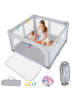 COSTWAY 127 x 127 cm Laufstall Baby faltbar in Grau