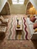 KADIMA DESIGN Teppich Wolle für Fußbodenheizung MONNOW retro Wohnzimmer in Natur-Rot