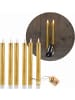 Novaliv Stabkerzen LED mit Timer GOLD 6 Stück Indoor 6 Stunden ECHTWACHS 18cm in Gold