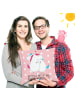 Mr. & Mrs. Panda Kissen 40x40 Einhorn Mitteilung mit Spruch in Rot Pastell