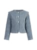 DreiMaster Vintage Damen Kurze Blazerjacke in Blau Wollweiss Streifen