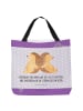 Mr. & Mrs. Panda Tote Bag Igel händchenhaltend mit Spruch in Grau Pastell