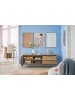 home24 TV-Lowboard Kivett in Eiche Dekor / Glas Schwarz