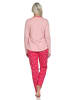 NORMANN Lange Pyjama Schlafanzug Rundhals und Eulen - 80049 in rosa