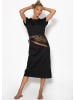 SASSYCLASSY Langes Sweatkleid mit Schlitz in Schwarz