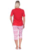 NORMANN kurzarm Capri Schlafanzug Top Leuchtturm - 72710 in rot