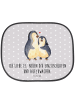 Mr. & Mrs. Panda Sonnenschutz Pinguine Einschlafen mit Spruch in Grau Pastell