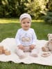 TupTam Baby Bekleidungsset Langarmbody Hose Mütze3 teilig in weiß/beige