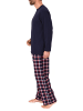 NORMANN Schlafanzug lang Pyjama FlanellHose Karo - 75016 in marine