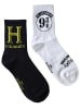 Harry Potter 2er Pack Harry Potter Socken Hogwarts Crew Strümpfe in schwarz/weiß