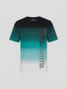 KOROSHI Crew baumwolle gestripte block t-shirt in grun