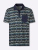 WITT WEIDEN Kurzarm-Poloshirt in marine-jade-gemustert