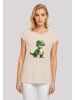 F4NT4STIC Extended Shoulder T-Shirt Süßer grüner Dino in Whitesand