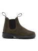 Blundstone Chelsea Boot "#2496 Dark Olive Waxed Suede (Kids)" in Braun