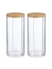 relaxdays 2er-Set: Wattepads Aufbewahrung in Transparent/Natur