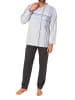 NORMANN Schlafanzug langarm Frontprint - 88817 in grau