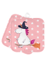 Mr. & Mrs. Panda 2er Set Topflappen Einhorn Hexe ohne Spruch in Rot Pastell
