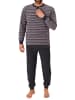 NORMANN Frottee Pyjama Schlafanzug Bündchen Streifen - 67664 in rot