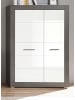 Furn.Design Highboard weiß Hochglanz, grau Stone 100 cm, Kommode mit 6 Fächern