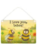 Mr. & Mrs. Panda Schild Bienen Paar Design mit Spruch in Weiß