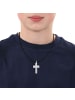 Tom Tailor Kette mit Anhänger Edelstahl, Leder in silber