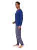 NORMANN langarm Schlafanzug Pyjama Bündchen und karierter Jersey Hose - 83179 in blau