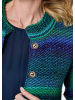GOLDNER Strickjacke Multicolor Woll-Jacke mit Stehkragen in blau / grün / gemustert