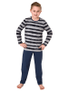 NORMANN Pyjama lang StreifenMuster - 75068 in grau