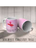 Mr. & Mrs. Panda Kindertasse Flamingo Yoga mit Spruch in Aquarell Pink