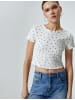 KOTON T-shirt in Ekru Gemustert