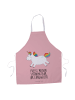 Mr. & Mrs. Panda Schürze Einhorn Happy mit Spruch in Rot Pastell