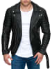 Reichstadt Herren Slim Fit Kunstleder Jacke Silver Zipper in Black PU