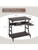 COSTWAY Computertisch mit Rollen 75x50x75cm in Braun