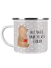 Mr. & Mrs. Panda Emaille Tasse Bär Kaffee mit Spruch in Grau Pastell