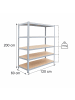 relaxdays Schwerlastregal in Grau/ Braun - (B)120 x (H)200 x (T)60 cm