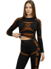 normani Damen Sport-Funktionsunterwäsche Set Hemd + Hose in Schwarz/Orange