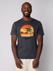 wat? Apparel T-Shirt Sunset on palm beach in India Ink Grey